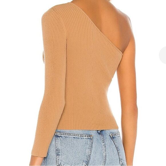 Lovers and Friends Top Ophelia One Shoulder Ribbed Knit Shirt in Camel Size XS - Picture 4 of 13